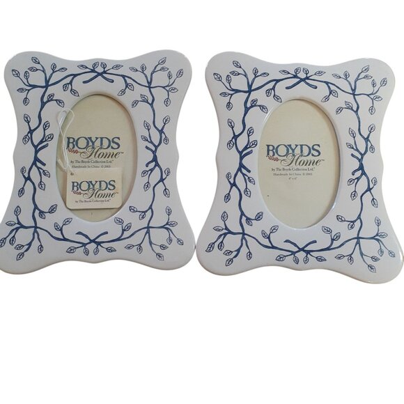 Boyds at Home Collection Chintz Stoneware Picture Frames Floral Design 2 NEW - Picture 4 of 4